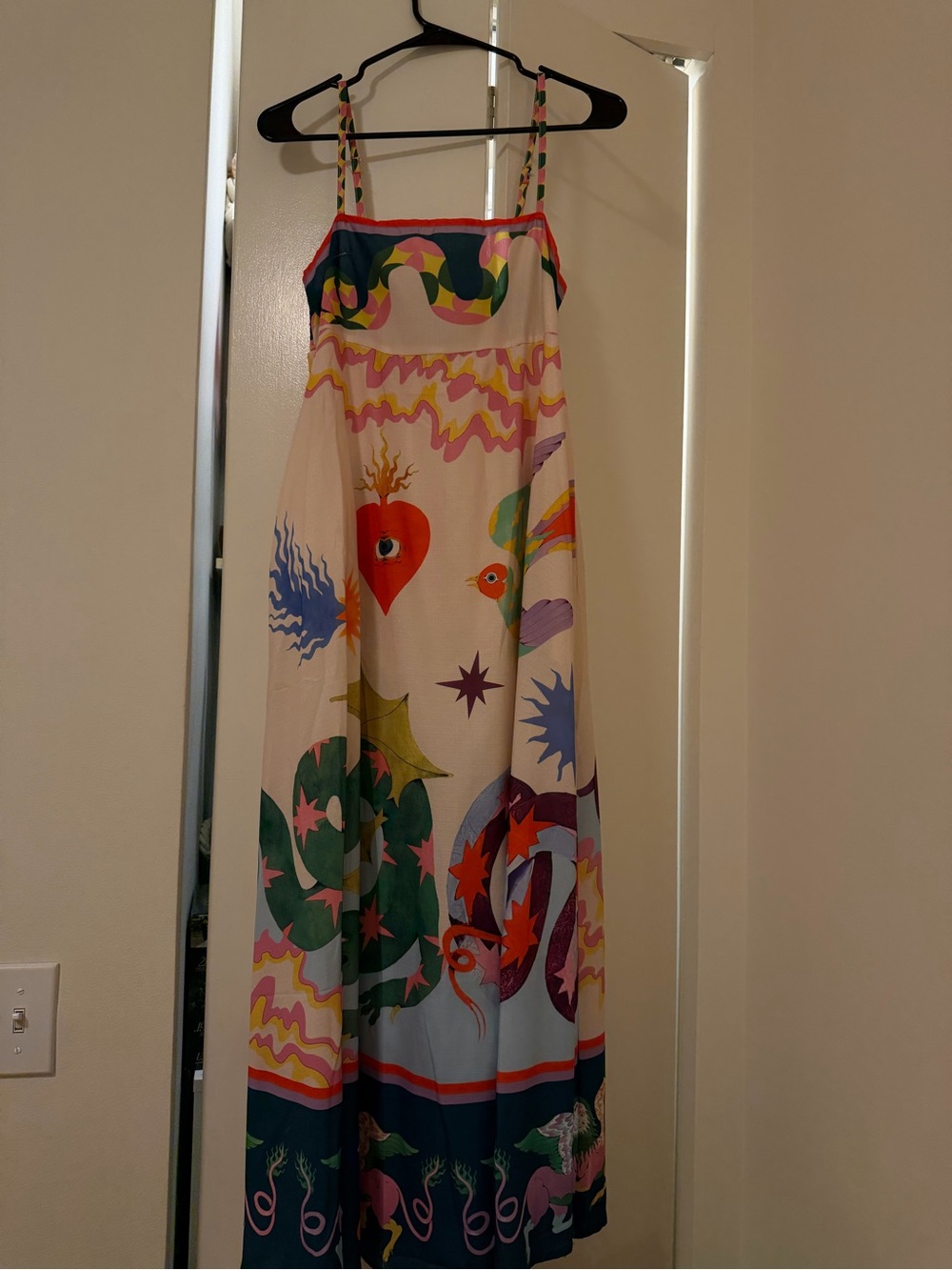 Colorful Maxi Dress - Multicolor Heart & Star Print